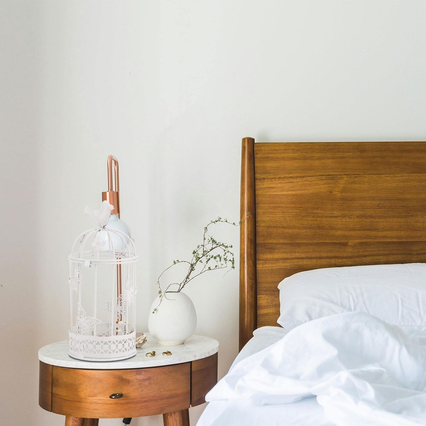 Vintage Decorative Bird Cage，Metal White Bird Cage Decor for Candelabros para Centros De Mesa & Lanterns Decorative Indoor Suitable Wedding Party, Dining Table，Fireplace Metal Lantern&Bird Cage Decor